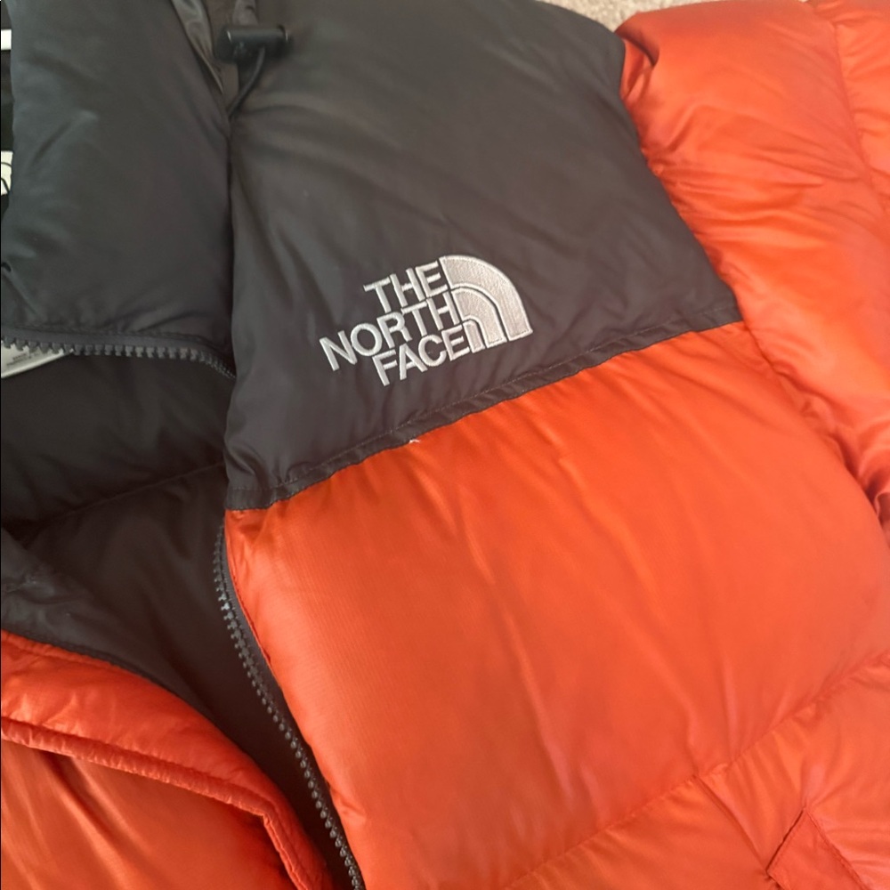 Medium Men’s 1996 Retro Nuptse Jacket | Orange and Grey - Picture 4 of 4